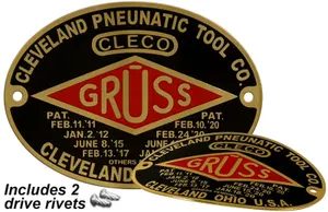 Gruss Strut Car & Truck Shock Absorber Data Plate Acid Etched Brass